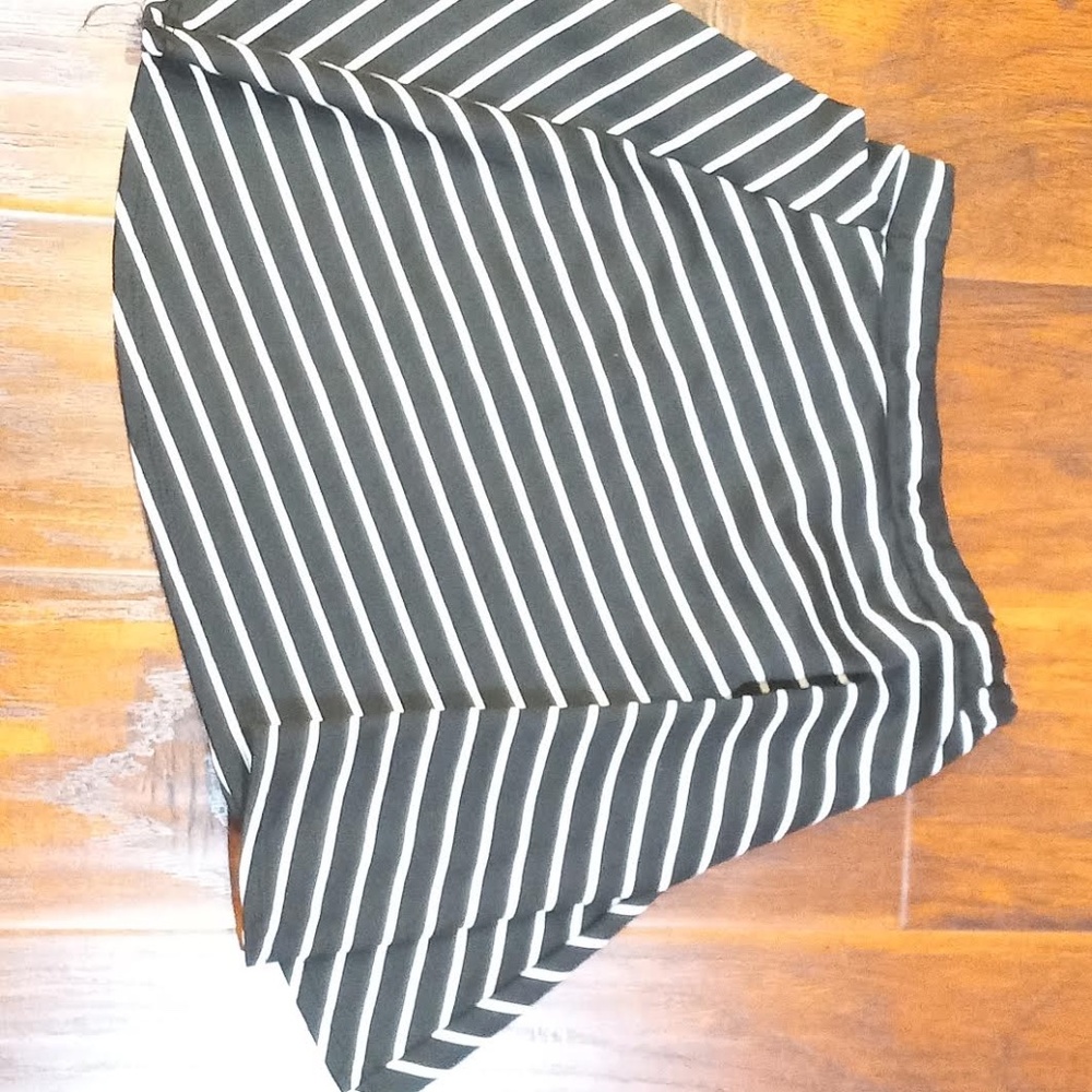 white and black stripped skirt